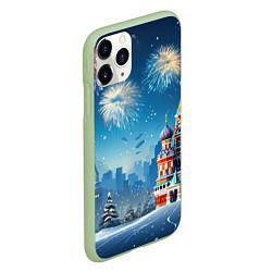 Чехол iPhone 11 Pro матовый Новогодняя Москва, цвет: 3D-салатовый — фото 2