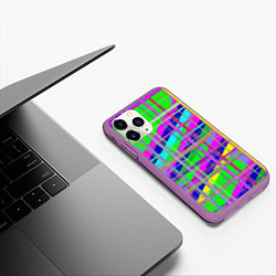 Чехол iPhone 11 Pro матовый Неоновые перпендикулярные полосы, цвет: 3D-фиолетовый — фото 2