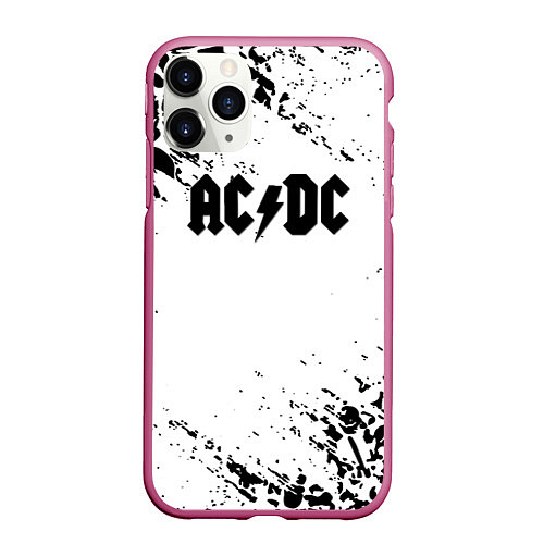 Чехол iPhone 11 Pro матовый ACDC rock collection краски черепа / 3D-Малиновый – фото 1