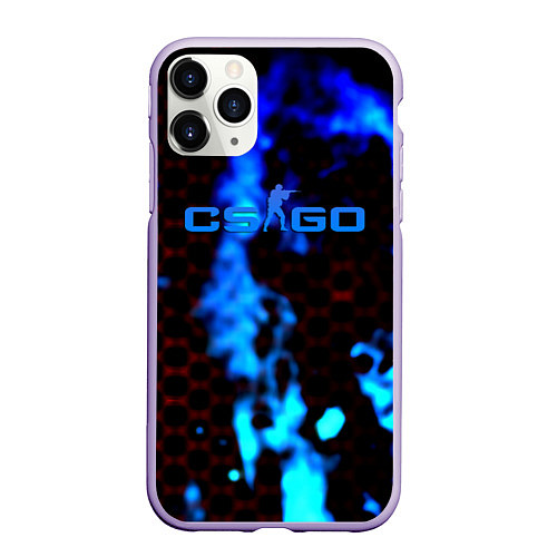 Чехол iPhone 11 Pro матовый CS GO синий огонь сталь / 3D-Светло-сиреневый – фото 1