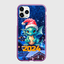 Чехол iPhone 11 Pro матовый Новогодний дракон 2024, цвет: 3D-фиолетовый