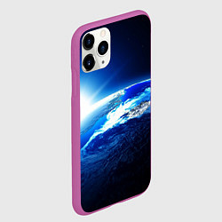 Чехол iPhone 11 Pro матовый Восход солнца в космосе, цвет: 3D-фиолетовый — фото 2