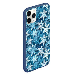 Чехол iPhone 11 Pro матовый New Years pattern with snowflakes, цвет: 3D-тёмно-синий — фото 2