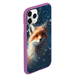 Чехол iPhone 11 Pro матовый Fox in the snow, цвет: 3D-фиолетовый — фото 2