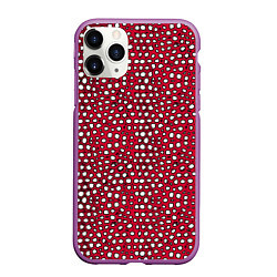 Чехол iPhone 11 Pro матовый Белые пузырьки на красном фоне, цвет: 3D-фиолетовый