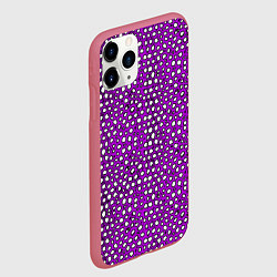 Чехол iPhone 11 Pro матовый Белые пузырьки на фиолетовом фоне, цвет: 3D-малиновый — фото 2