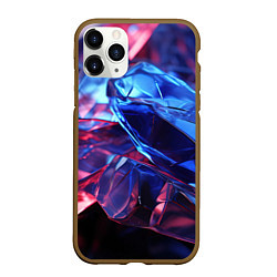 Чехол iPhone 11 Pro матовый Синие алмазы, цвет: 3D-коричневый