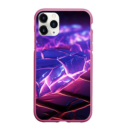 Чехол iPhone 11 Pro матовый Фиолетовые кристалы / 3D-Малиновый – фото 1