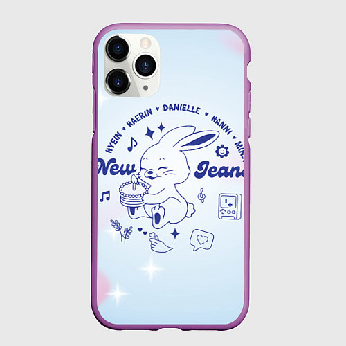 Чехол iPhone 11 Pro матовый Newjeans bunny / 3D-Фиолетовый – фото 1