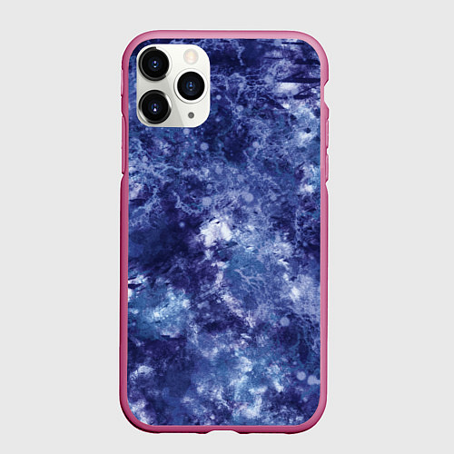 Чехол iPhone 11 Pro матовый Абстракция - sea blue / 3D-Малиновый – фото 1