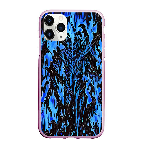 Чехол iPhone 11 Pro матовый Демонический доспех синий / 3D-Розовый – фото 1