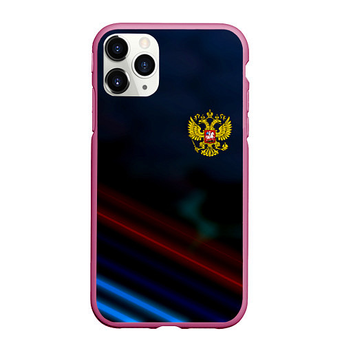 Чехол iPhone 11 Pro матовый Спортивная россия герб / 3D-Малиновый – фото 1