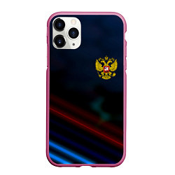 Чехол iPhone 11 Pro матовый Спортивная россия герб, цвет: 3D-малиновый