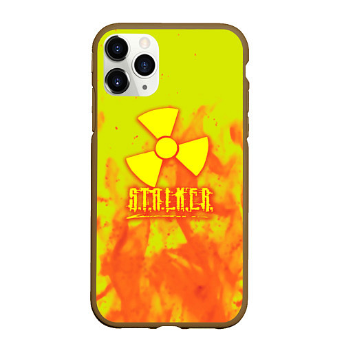 Чехол iPhone 11 Pro матовый Stalker yellow flame / 3D-Коричневый – фото 1