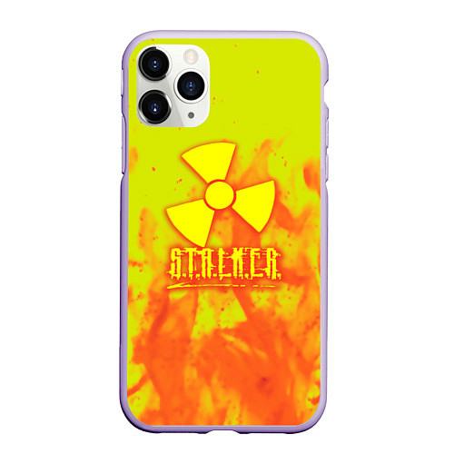 Чехол iPhone 11 Pro матовый Stalker yellow flame / 3D-Светло-сиреневый – фото 1