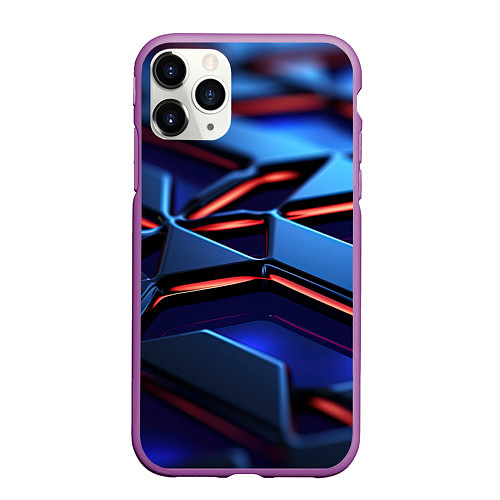 Чехол iPhone 11 Pro матовый Плиты синего оттенка / 3D-Фиолетовый – фото 1