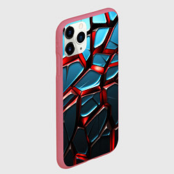 Чехол iPhone 11 Pro матовый Синие плиты с красными стеклами, цвет: 3D-малиновый — фото 2