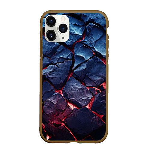 Чехол iPhone 11 Pro матовый Большие камни с разломами / 3D-Коричневый – фото 1