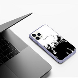 Чехол iPhone 11 Pro матовый Kojima Productions black flame, цвет: 3D-светло-сиреневый — фото 2