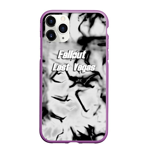 Чехол iPhone 11 Pro матовый Fallout краски черные / 3D-Фиолетовый – фото 1