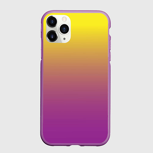Чехол iPhone 11 Pro матовый Желто-фиолетовый градиент / 3D-Фиолетовый – фото 1