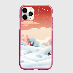 Чехол iPhone 11 Pro матовый Зимняя сказка на пороге, цвет: 3D-малиновый