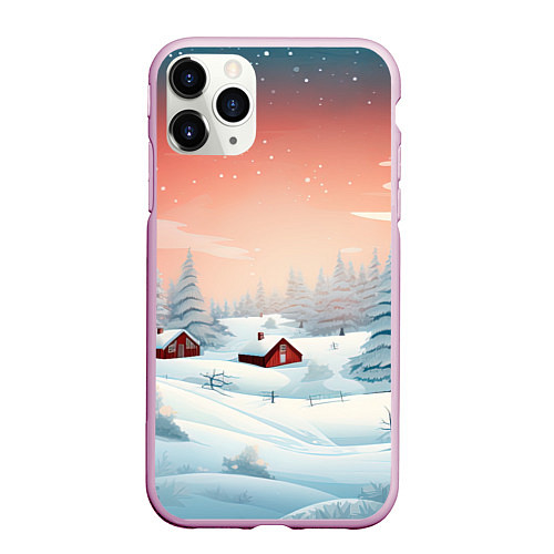 Чехол iPhone 11 Pro матовый Погружение в зимнюю атмосферу / 3D-Розовый – фото 1