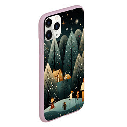 Чехол iPhone 11 Pro матовый Зимняя страна чудес, цвет: 3D-розовый — фото 2