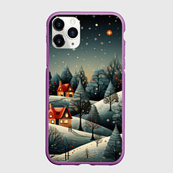 Чехол iPhone 11 Pro матовый Зимние развлечения на природе, цвет: 3D-фиолетовый