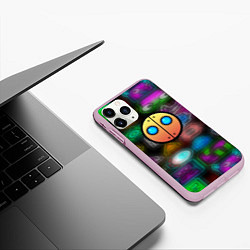 Чехол iPhone 11 Pro матовый Geometry dash stiker, цвет: 3D-розовый — фото 2