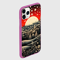 Чехол iPhone 11 Pro матовый Новогодняя сказка зимний рисунок, цвет: 3D-фиолетовый — фото 2