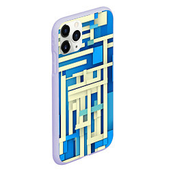 Чехол iPhone 11 Pro матовый Полосы на синем фоне, цвет: 3D-светло-сиреневый — фото 2