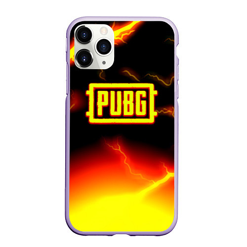 Чехол iPhone 11 Pro матовый PUBG огненный шторм из молний / 3D-Светло-сиреневый – фото 1