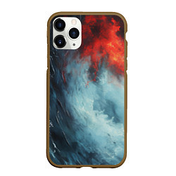 Чехол iPhone 11 Pro матовый Контраст воды и огня, цвет: 3D-коричневый