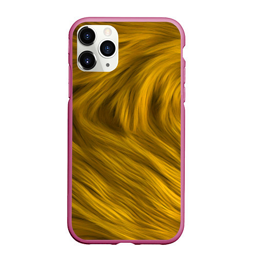 Чехол iPhone 11 Pro матовый Текстура желтой шерсти / 3D-Малиновый – фото 1