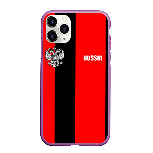 Чехол iPhone 11 Pro матовый Красный и черный - герб РФ / 3D-Фиолетовый – фото 1