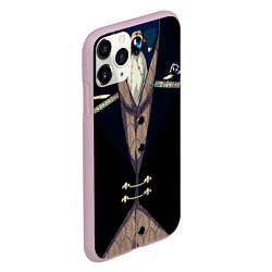 Чехол iPhone 11 Pro матовый Фрак тёмный с цепочками и брошью, цвет: 3D-розовый — фото 2