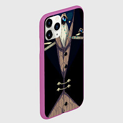 Чехол iPhone 11 Pro матовый Фрак тёмный с цепочками и брошью, цвет: 3D-фиолетовый — фото 2