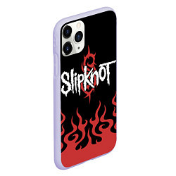 Чехол iPhone 11 Pro матовый Slipknot в огне, цвет: 3D-светло-сиреневый — фото 2