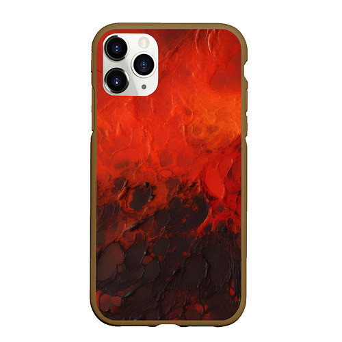 Чехол iPhone 11 Pro матовый Лава и сажа / 3D-Коричневый – фото 1