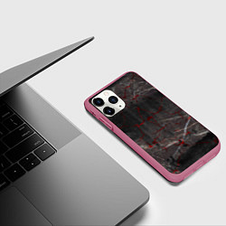 Чехол iPhone 11 Pro матовый Серый мрамор, цвет: 3D-малиновый — фото 2