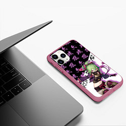 Чехол iPhone 11 Pro матовый Куки Синобу иероглифы - Геншин Импакт, цвет: 3D-малиновый — фото 2