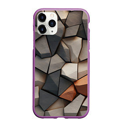 Чехол iPhone 11 Pro матовый Серые камни, цвет: 3D-фиолетовый