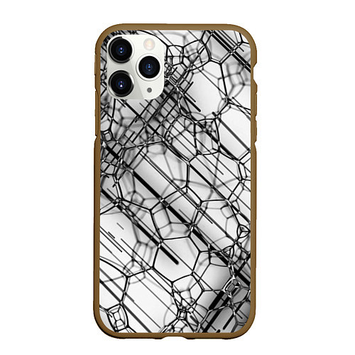Чехол iPhone 11 Pro матовый Зеркальные узоры / 3D-Коричневый – фото 1