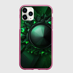 Чехол iPhone 11 Pro матовый Искусство зеленой абстракции, цвет: 3D-малиновый