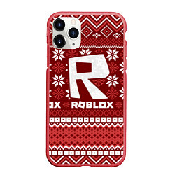 Чехол iPhone 11 Pro матовый Roblox christmas sweater, цвет: 3D-красный
