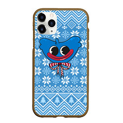 Чехол iPhone 11 Pro матовый Huggy Wuggy christmas sweater, цвет: 3D-коричневый