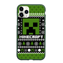 Чехол iPhone 11 Pro матовый Minecraft christmas sweater, цвет: 3D-темно-зеленый