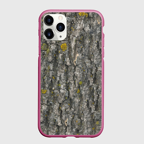 Чехол iPhone 11 Pro матовый Узор коры дерева / 3D-Малиновый – фото 1