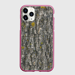 Чехол iPhone 11 Pro матовый Узор коры дерева, цвет: 3D-малиновый